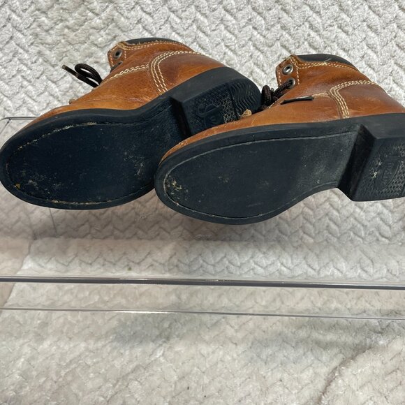 Justin Boots Kids Brown Leather Kiltie Lace Up Toddler Western Boots 7D - Picture 6 of 10